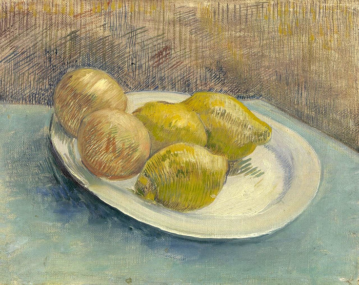 Dish with Citrus Fruit, vintage artwork by Vincent van Gogh, 12x8