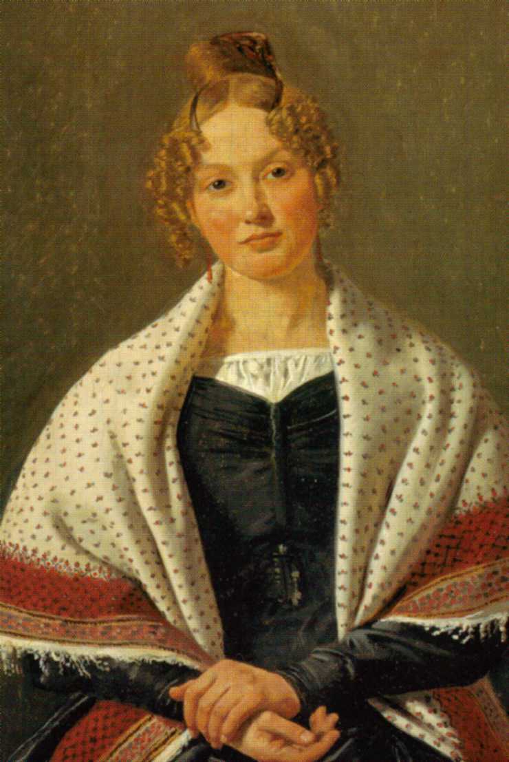 Portrait of Hanne Wanscher, nee Wegener, vintage artwork by Constantin Hansen, A3 (16x12") Poster Print