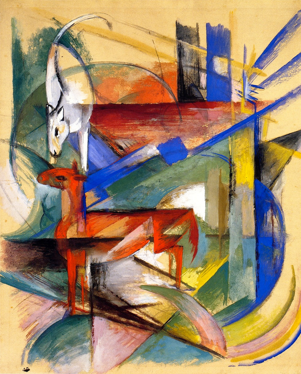 Composition of Animals II, vintage artwork by Franz Marc, 12x8" (A4) Poster