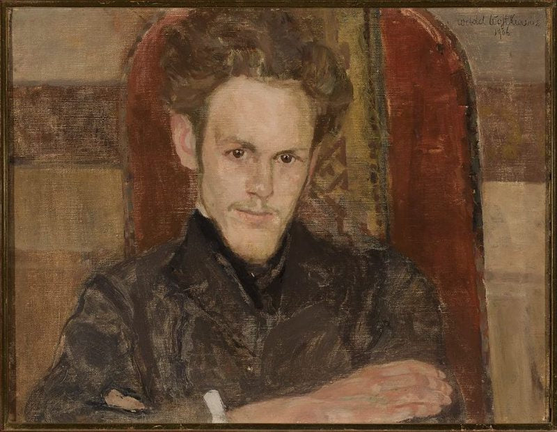 Portrait of the Painter Maksymilian Rosen, vintage artwork by Witold Wojtkiewicz, 12x8" (A4) Poster