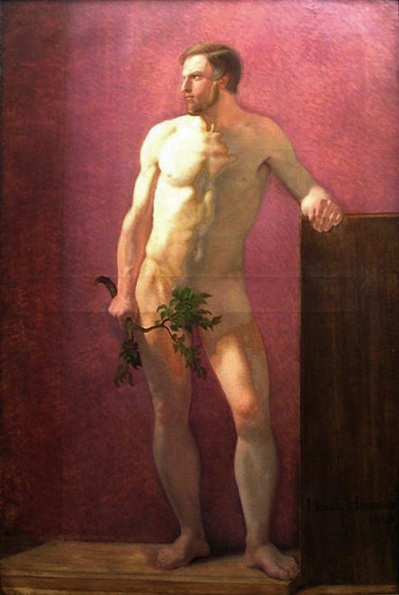 Model Study of a Young Man with a Branch in His Hand, vintage artwork by Hans  Jørgen Hammer, A3 (16x12") Poster Print