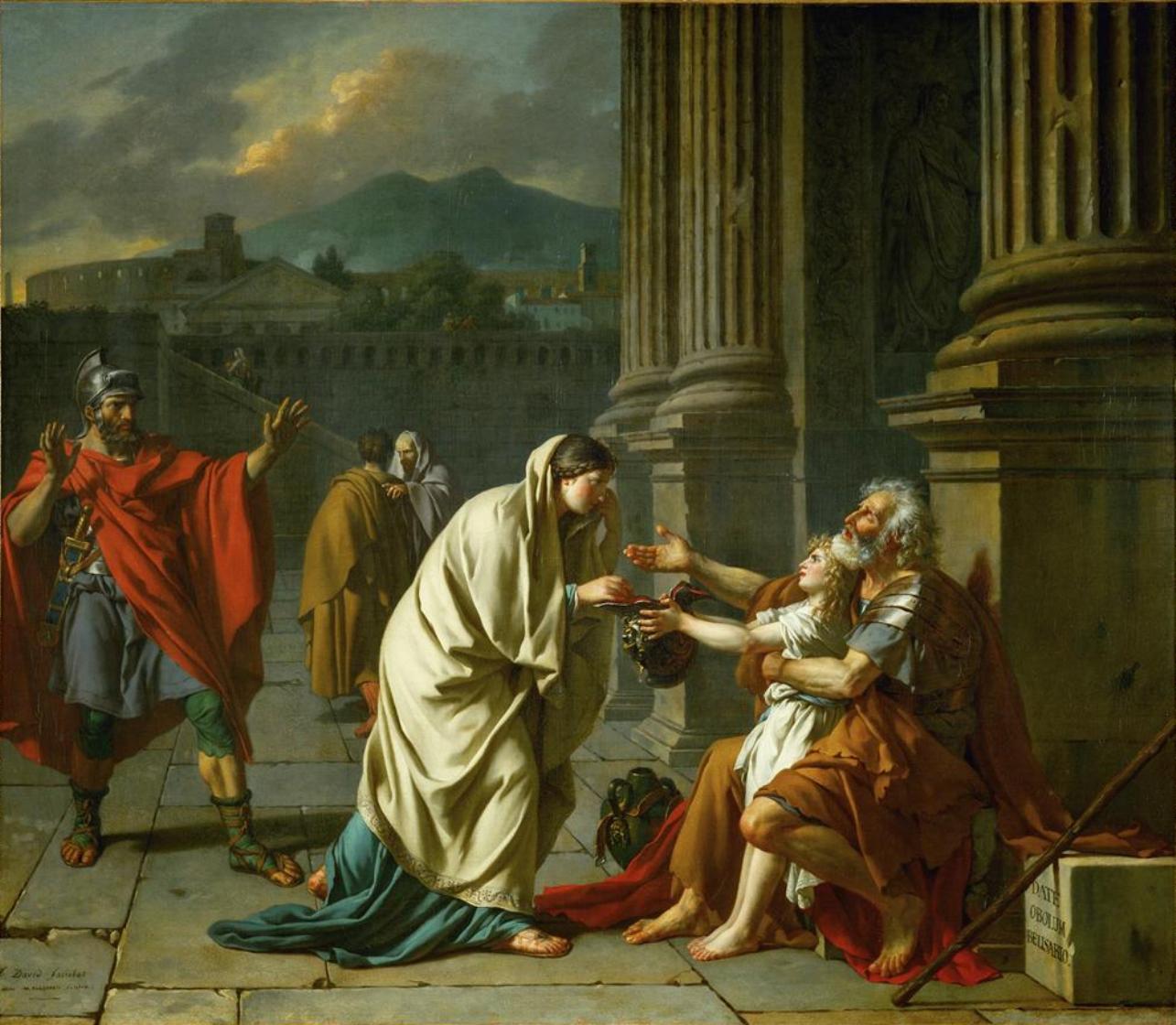 Belisarius Receiving Alms (large version), vintage artwork by Jacques-Louis David, 12x8" (A4) Poster