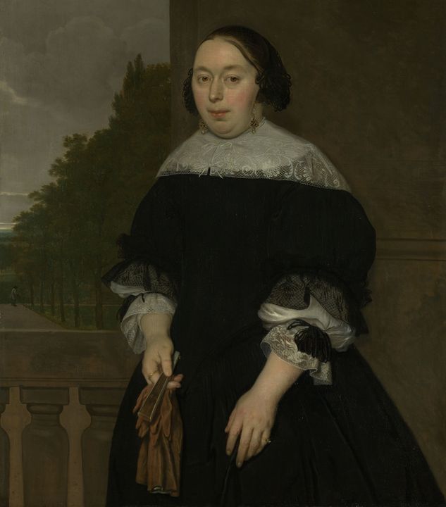 Portrait of Aletta van Ravensberg, Wife of Jan van Nes, vintage artwork by Ludolf de Jongh, 12x8" (A4) Poster