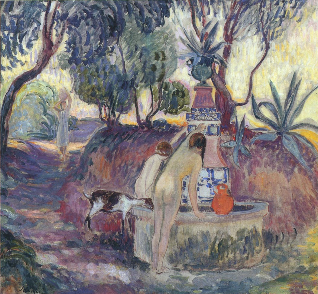 Bathers at a fountain in Saint Tropez by Henri Lebasque,A3(16x12")Poster