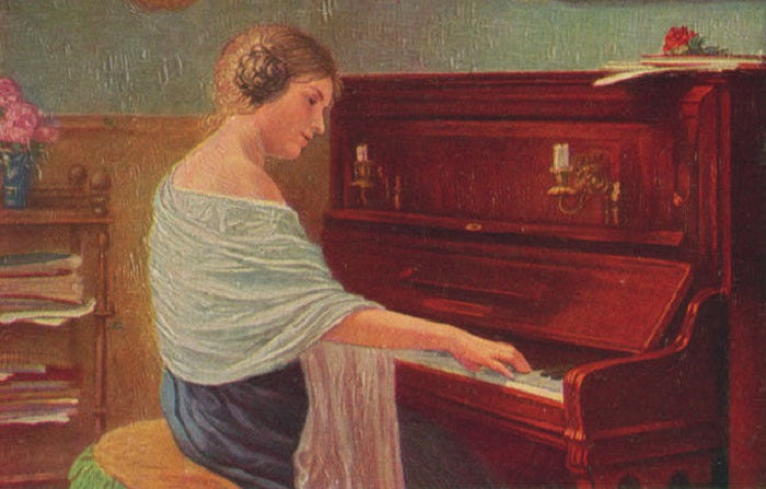 Woman at the Piano by Simon Glucklich,A3(16x12")Poster
