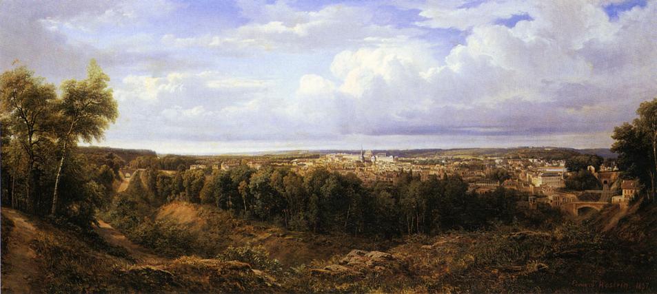 View of the City of Leon, vintage artwork by Edouard Jean Marie Hostein, A3 (16x12") Poster Print
