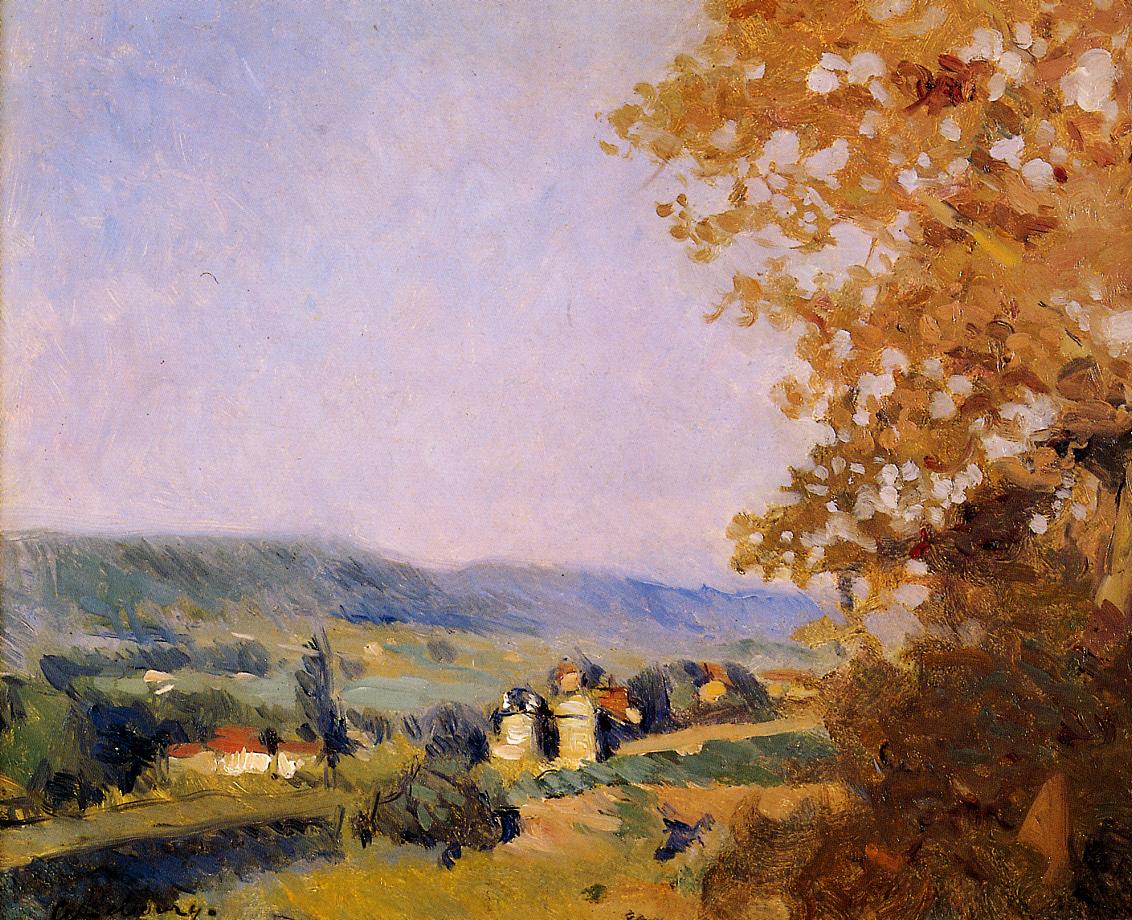 Houses in the Valley, vintage artwork by Albert Lebourg, 12x8" (A4) Poster