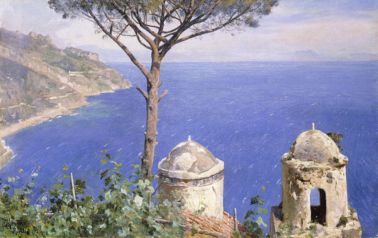 Ravello, vintage artwork by Peder Mork Mønsted, 12x8" (A4) Poster