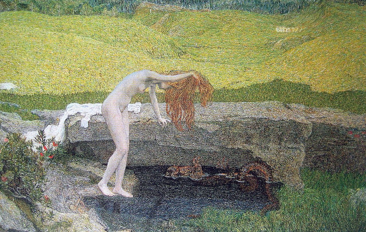 La vanita, vintage artwork by Giovanni Segantini, 12x8" (A4) Poster