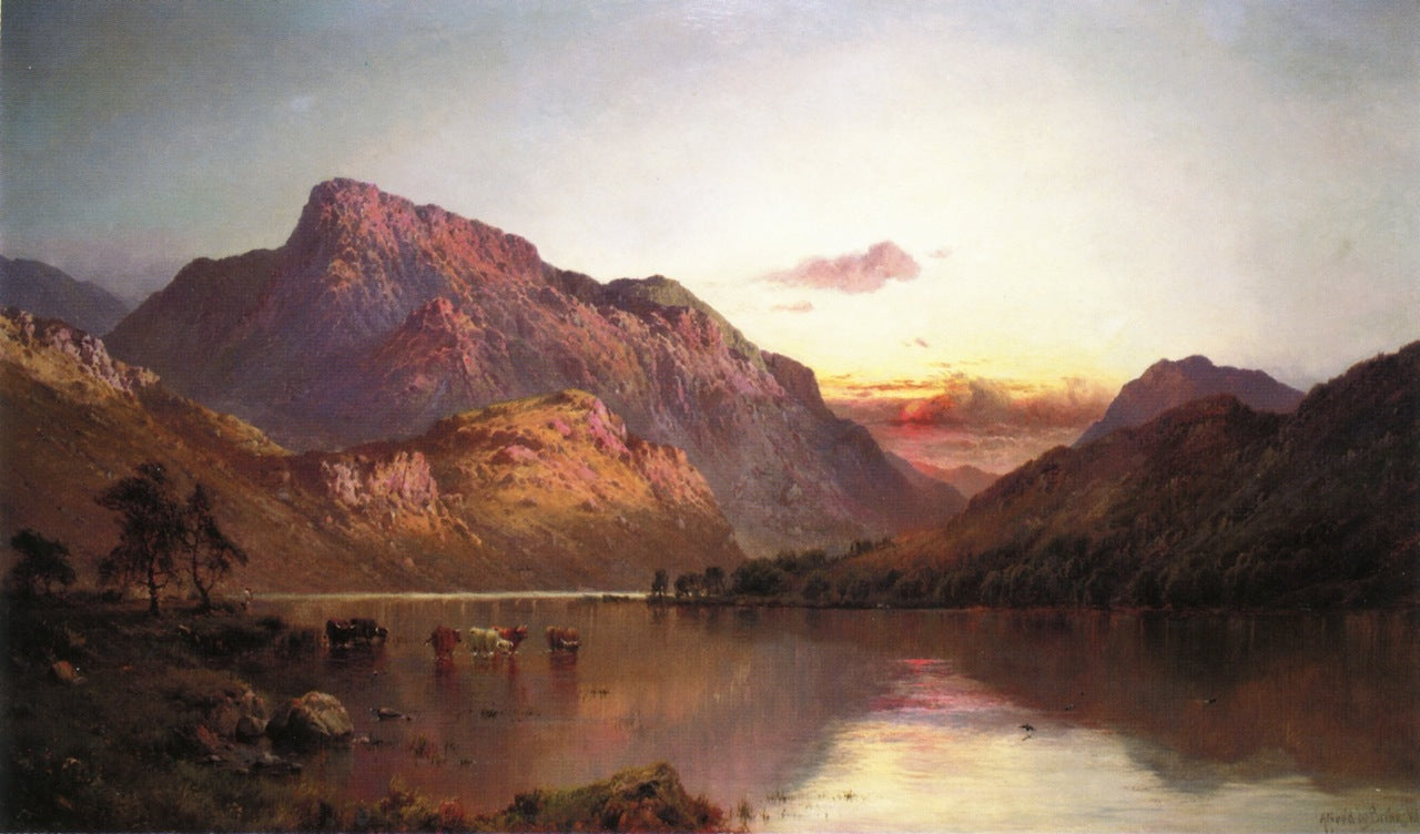 The Evening Glow, Ben Lomond, vintage artwork by Alfred de Breanski, Sr., 12x8" (A4) Poster