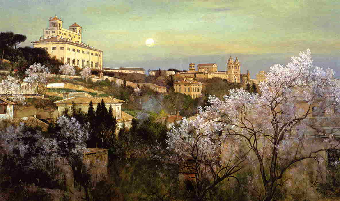 Il Pincio with a View of Villa Medici, vintage artwork by Charles Caryl Coleman, 12x8" (A4) Poster