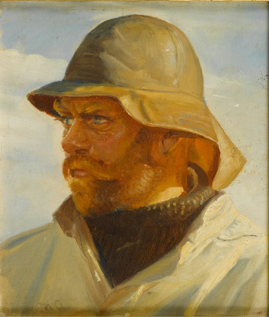 Portrait of a Fisherman, vintage artwork by Michael Peter Ancher, 12x8" (A4) Poster