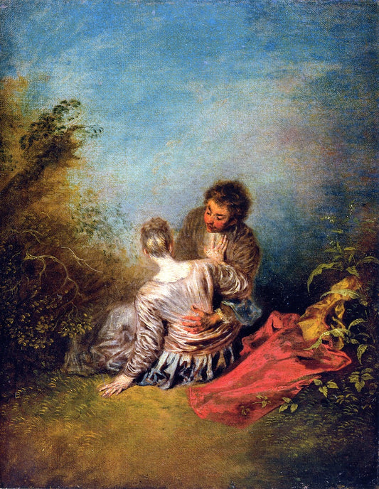 The Misstep, vintage artwork by Jean-Antoine Watteau, 12x8" (A4) Poster