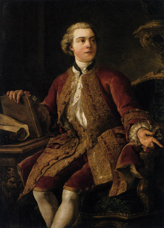 Portrait of the Marquis of Marigny, vintage artwork by Jean-François de Troy, 12x8" (A4) Poster