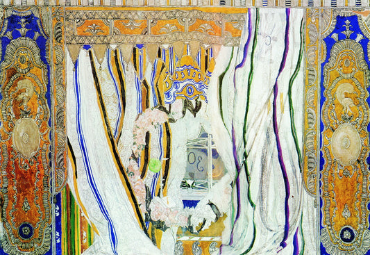 Curtain Study, vintage artwork by Alexander Golovin, 12x8" (A4) Poster