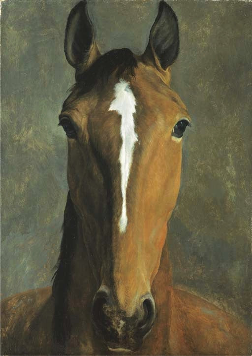 Head of a bay horse, vintage artwork by Jacques-Laurent Agasse, 12x8" (A4) Poster