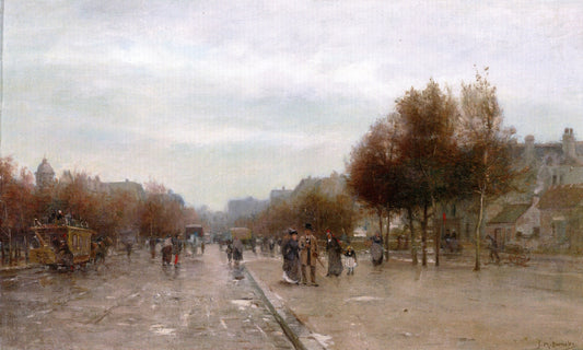 Street Scene, Paris, vintage artwork by James Macdonald Barnsley, 12x8" (A4) Poster