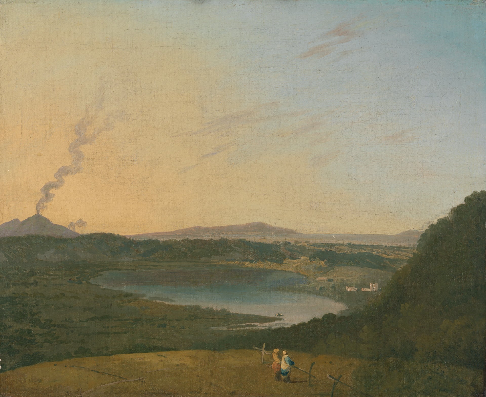 Lago d'Agnano with Vesuvius in the Distance, vintage artwork by Richard Wilson, R. A., 12x8" (A4) Poster