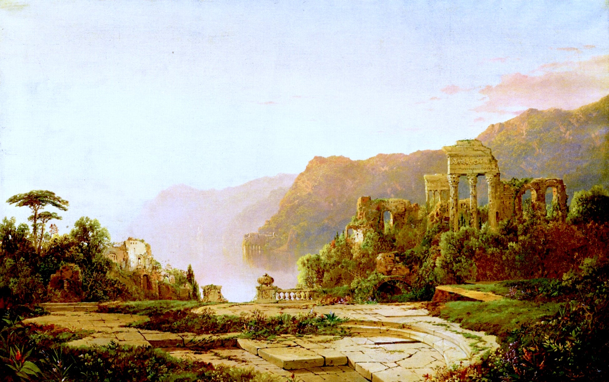 Fantasy of Italian Ruins, vintage artwork by William Louis Sonntag, Sr, 12x8" (A4) Poster