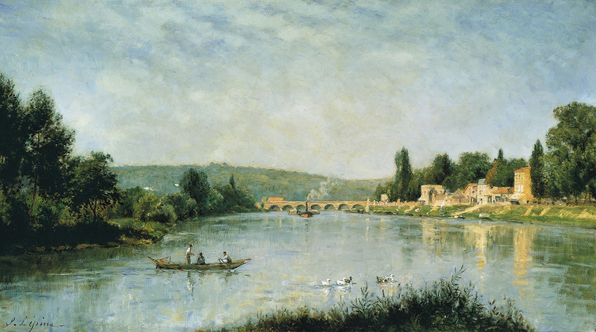 The Seine at the Port de Sèvres, vintage artwork by Stanislas Lepine, 12x8" (A4) Poster