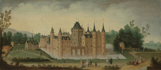 View of the castle of Egmond aan den Hoef, vintage artwork by Claes van der Heck, 12x8" (A4) Poster