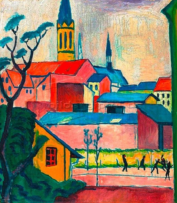 Marienkirche, vintage artwork by August Macke, 12x8" (A4) Poster
