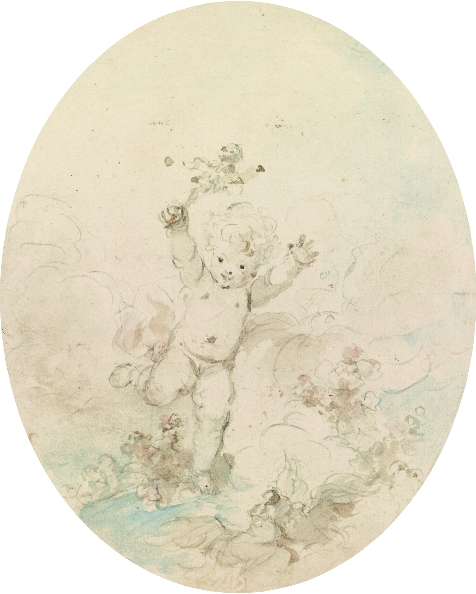 Cupid as a Jester, vintage artwork by Jean-Honore Fragonard, 12x8" (A4) Poster