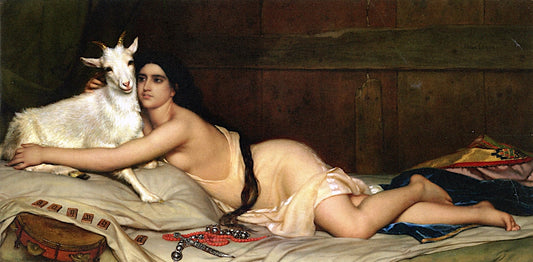 Esmeralda and Djali, vintage artwork by Joseph Henri François Van Lerius, 12x8" (A4) Poster