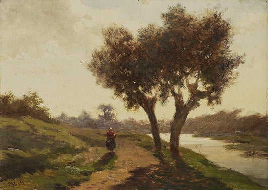 Landscape with Two Trees, vintage artwork by Paul Joseph Constantin Gabriël, 12x8" (A4) Poster