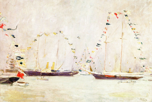 Bedecked Yachts Entering Port, vintage artwork by Paul Cesar Helleu, 12x8" (A4) Poster