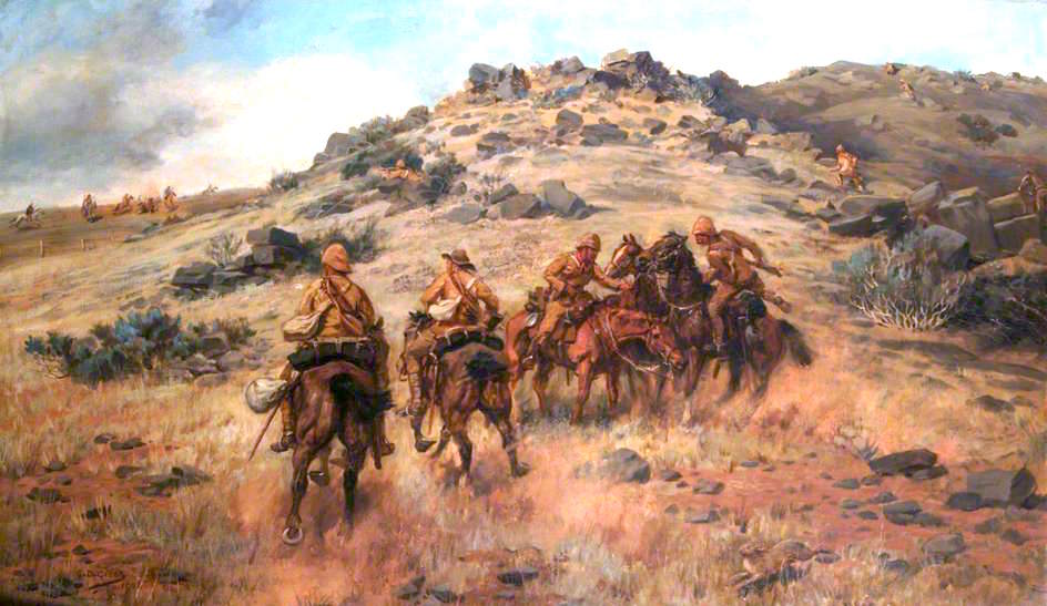 The Race for the Kopje, vintage artwork by Godfrey Douglas Giles, 12x8" (A4) Poster