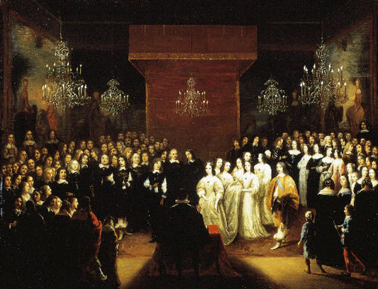 The marriage of Frederik Willem van Brandenburg and Louise Henriëtte van Oranje on 7 December 1646, vintage artwork by Jan Mijtens, 12x8" (A4) Poster