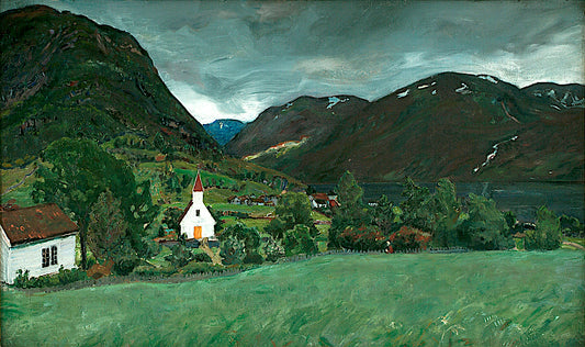 Ålhus Vicarage and Church, vintage artwork by Nicolai Astrup, 12x8" (A4) Poster