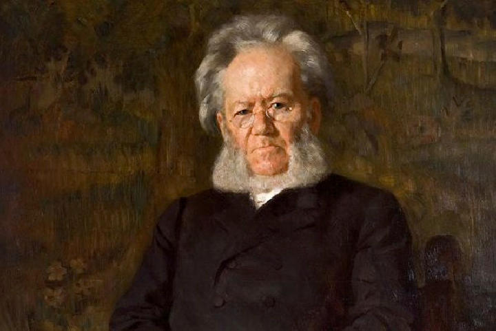 Portrait of of Henrik Ibsen, vintage artwork by Erik Werenskiold, 12x8" (A4) Poster