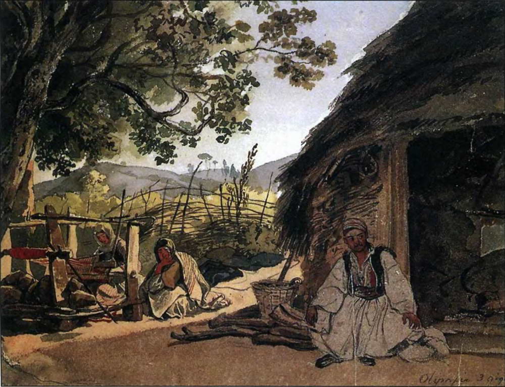 Greek Morning in Myraca, vintage artwork by Karl Pavlovich Brulloff, A3 (16x12") Poster Print