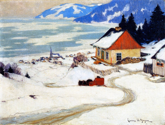 The Red Sleigh, vintage artwork by Clarence Gagnon, 12x8" (A4) Poster