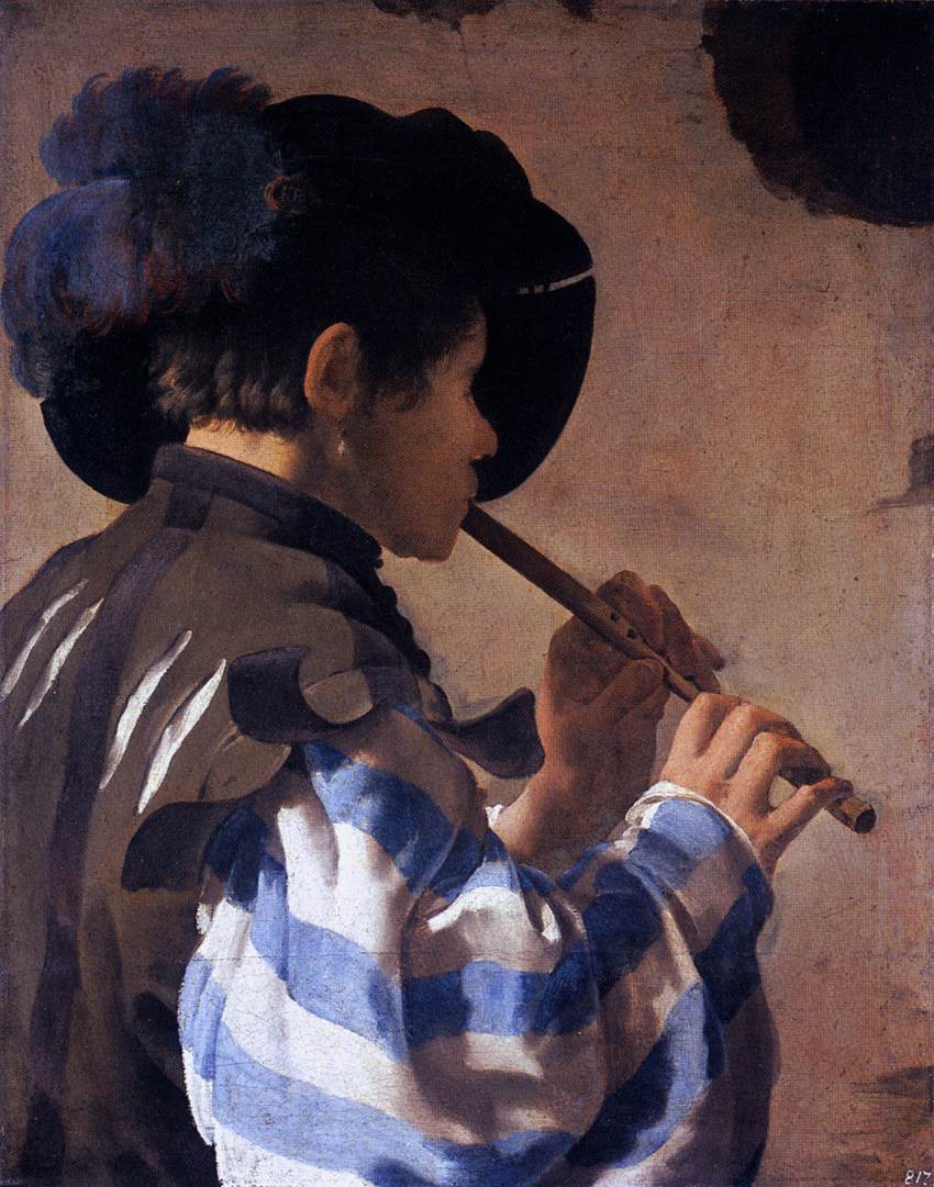Boy Playing a Fife, vintage artwork by Hendrick Terbrugghen, 12x8" (A4) Poster