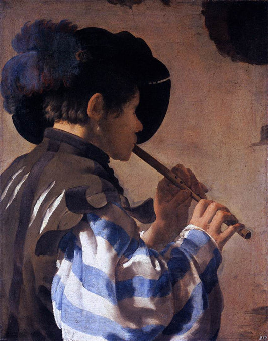 Boy Playing a Fife, vintage artwork by Hendrick Terbrugghen, 12x8" (A4) Poster