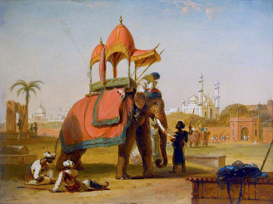 A Caparisoned Elephant – Scene near Delhi, vintage artwork by William Daniell, 12x8" (A4) Poster