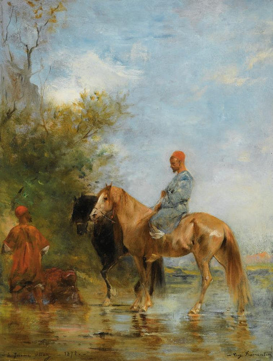 Horsemen by  the River (Cavaliers au bord de l'eau), vintage artwork by Eugène Fromentin, A3 (16x12") Poster Print