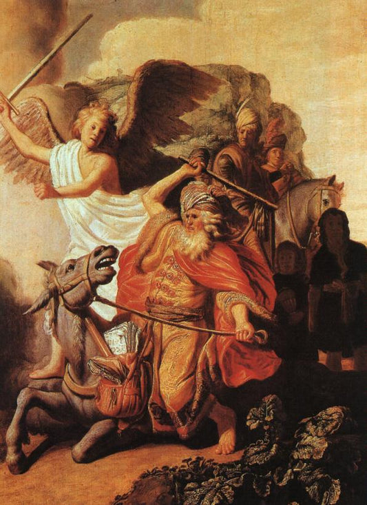 Balaam and the Ass, vintage artwork by Rembrandt van Rijn, 12x8" (A4) Poster