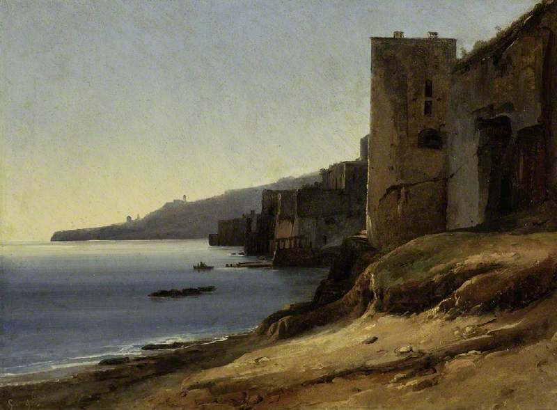 The Coast of the Bay of Naples near Posillipo, vintage artwork by Jules Coignet, A3 (16x12") Poster Print