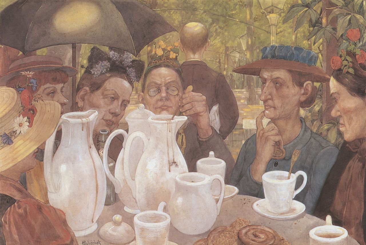 Family Having Coffee by Hans Baluschek,A3(16x12")Poster