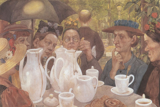 Family Having Coffee by Hans Baluschek,A3(16x12")Poster