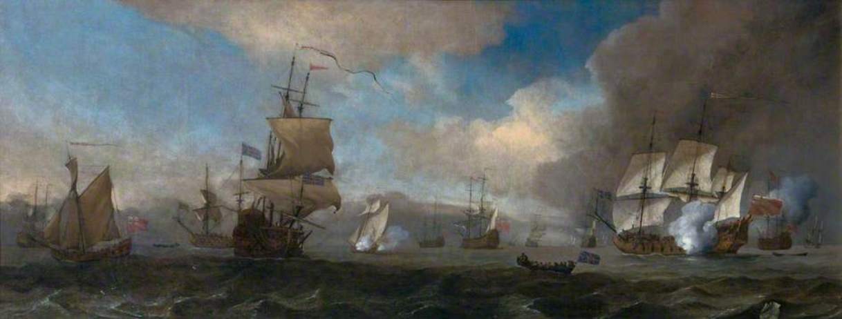The Battle of Solebay, 26 May 1672, vintage artwork by Willem van de Velde the Younger, 12x8" (A4) Poster