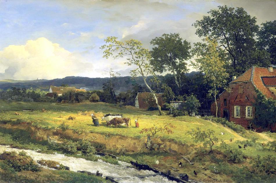 Landscape in Hessen, vintage artwork by Andreas Achenbach, A3 (16x12") Poster Print