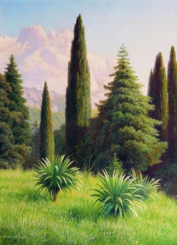 Landscape with Mount Ai-Petri, Crimea, vintage artwork by Gavriil Kondratenko, 12x8" (A4) Poster