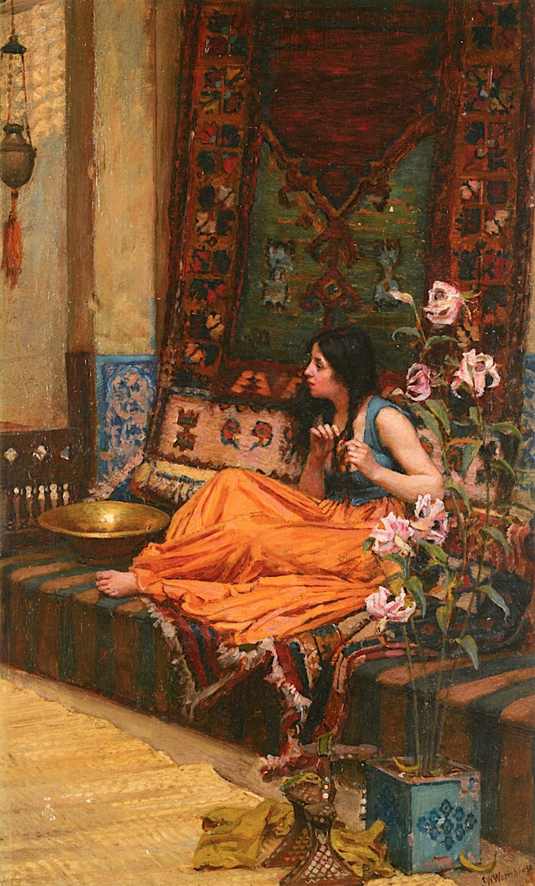 In the Harem, vintage artwork by John William Waterhouse, 12x8" (A4) Poster