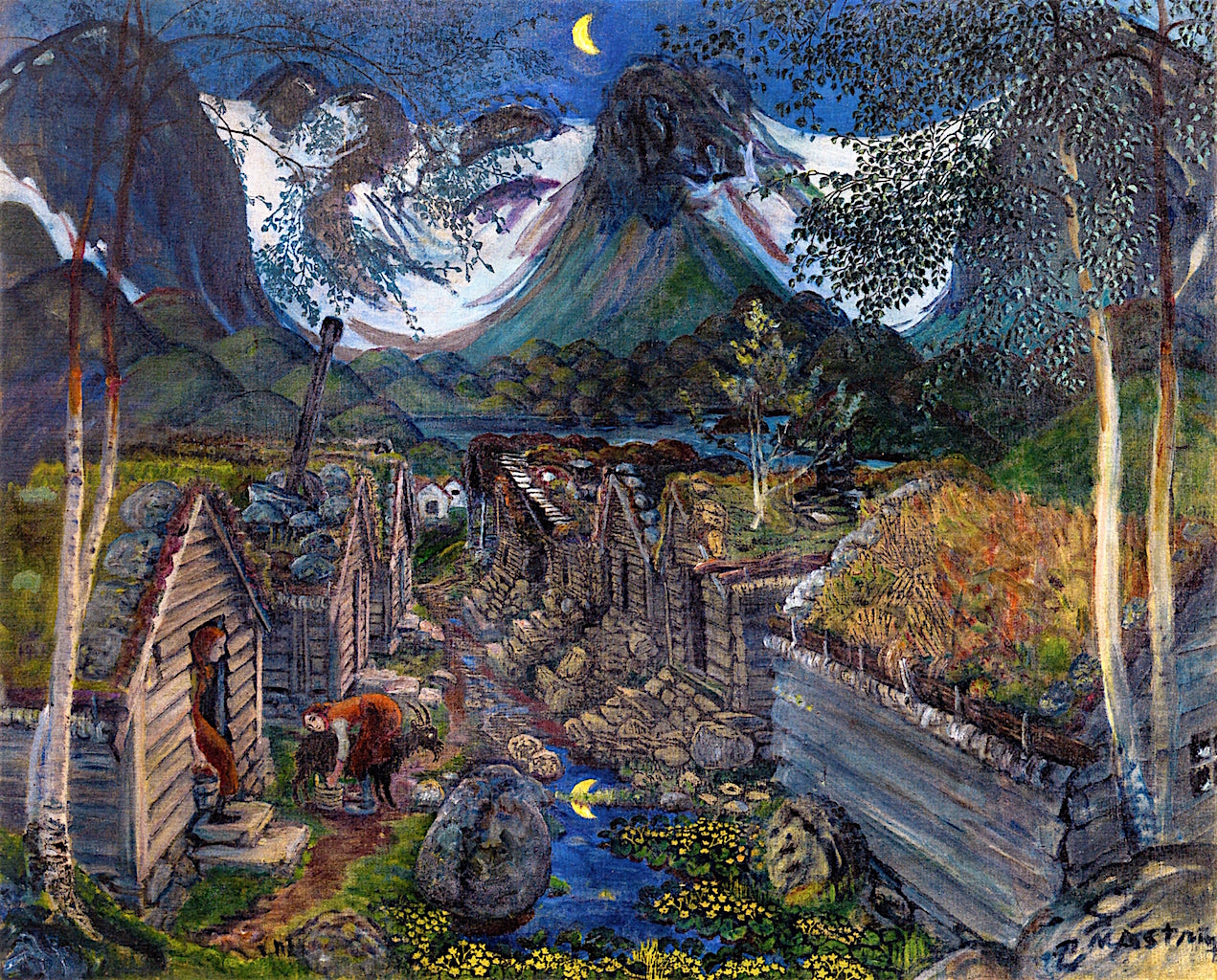 The Befring Mountain Farms by Nicolai Astrup,16x12(A3) Poster