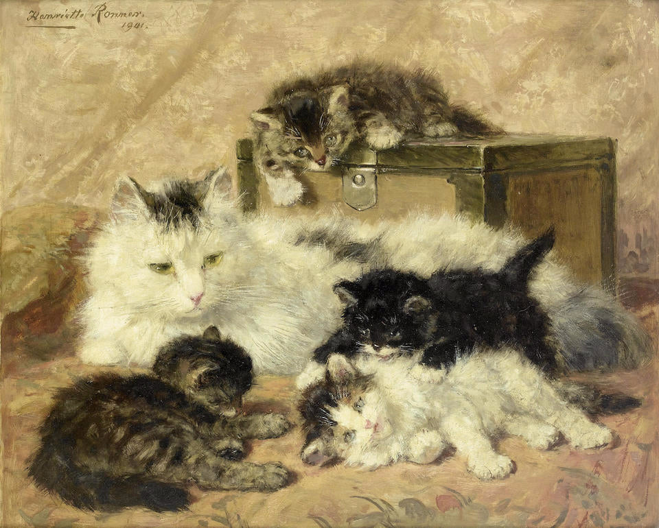 A Happy Mother, vintage artwork by Henriette Ronner-Knip, A3 (16x12") Poster Print